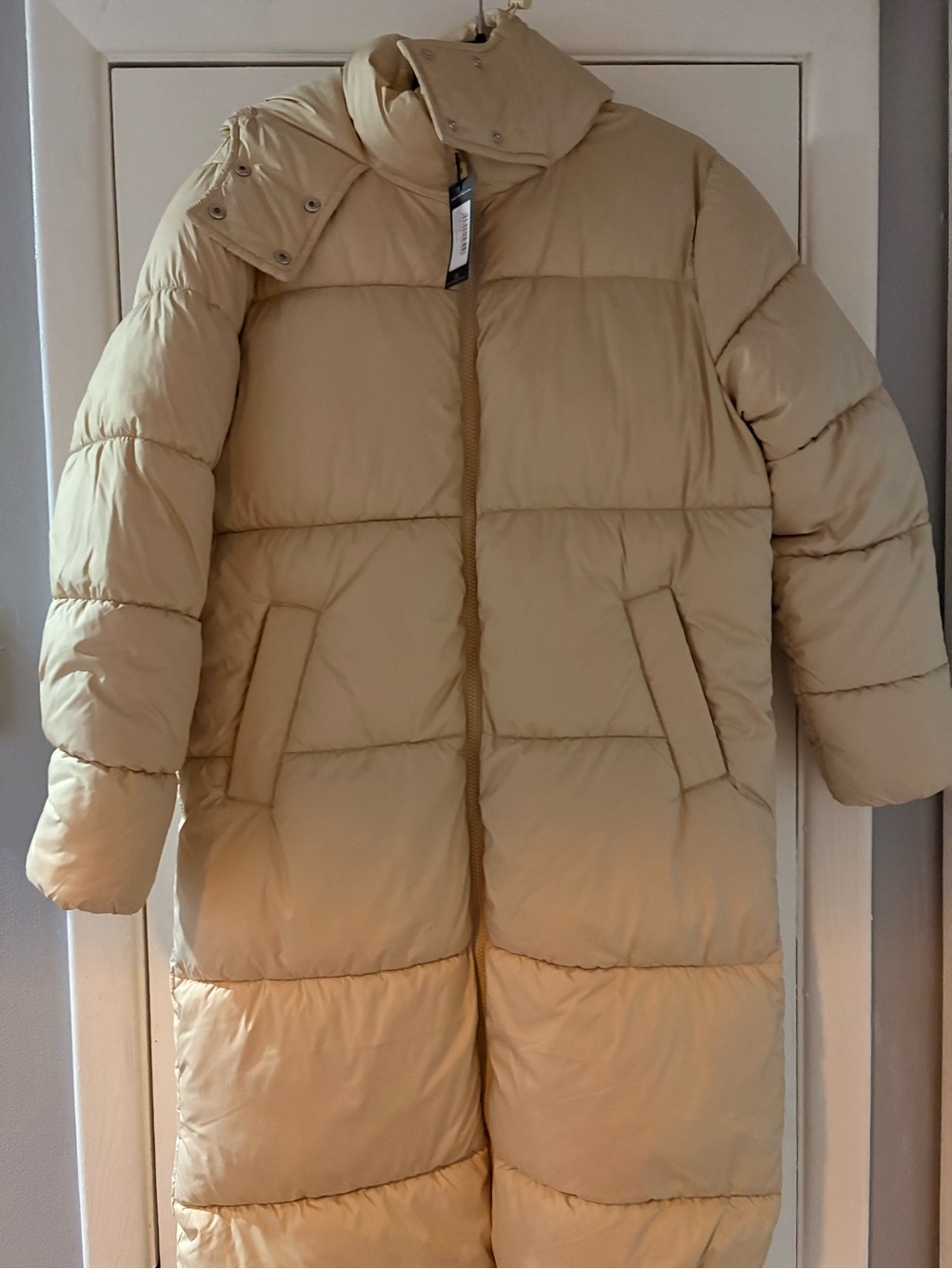 PrettyLittleThing Beige Long Puffer Coat